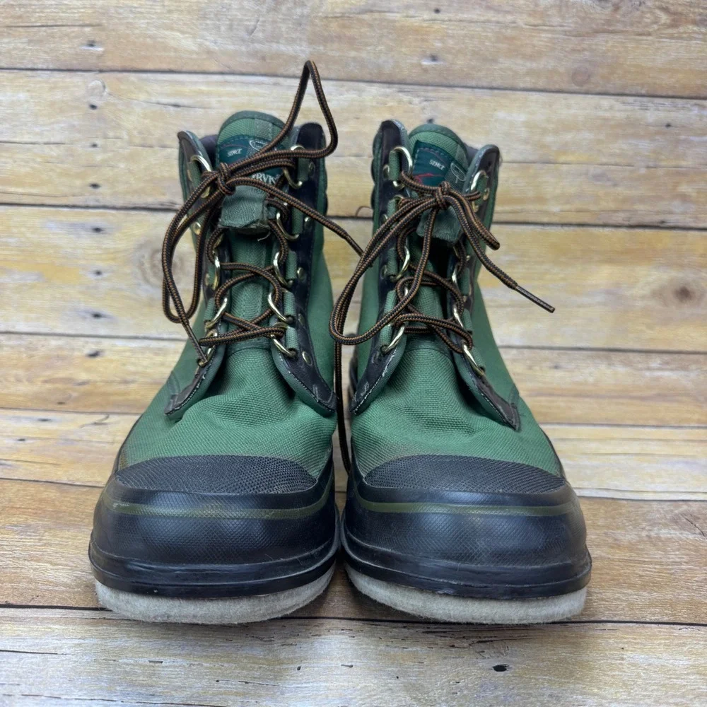 Orvis Wading‎ Boots Mens 9 Green Canvas Felt Sole Fly Fishing Gear Gravel